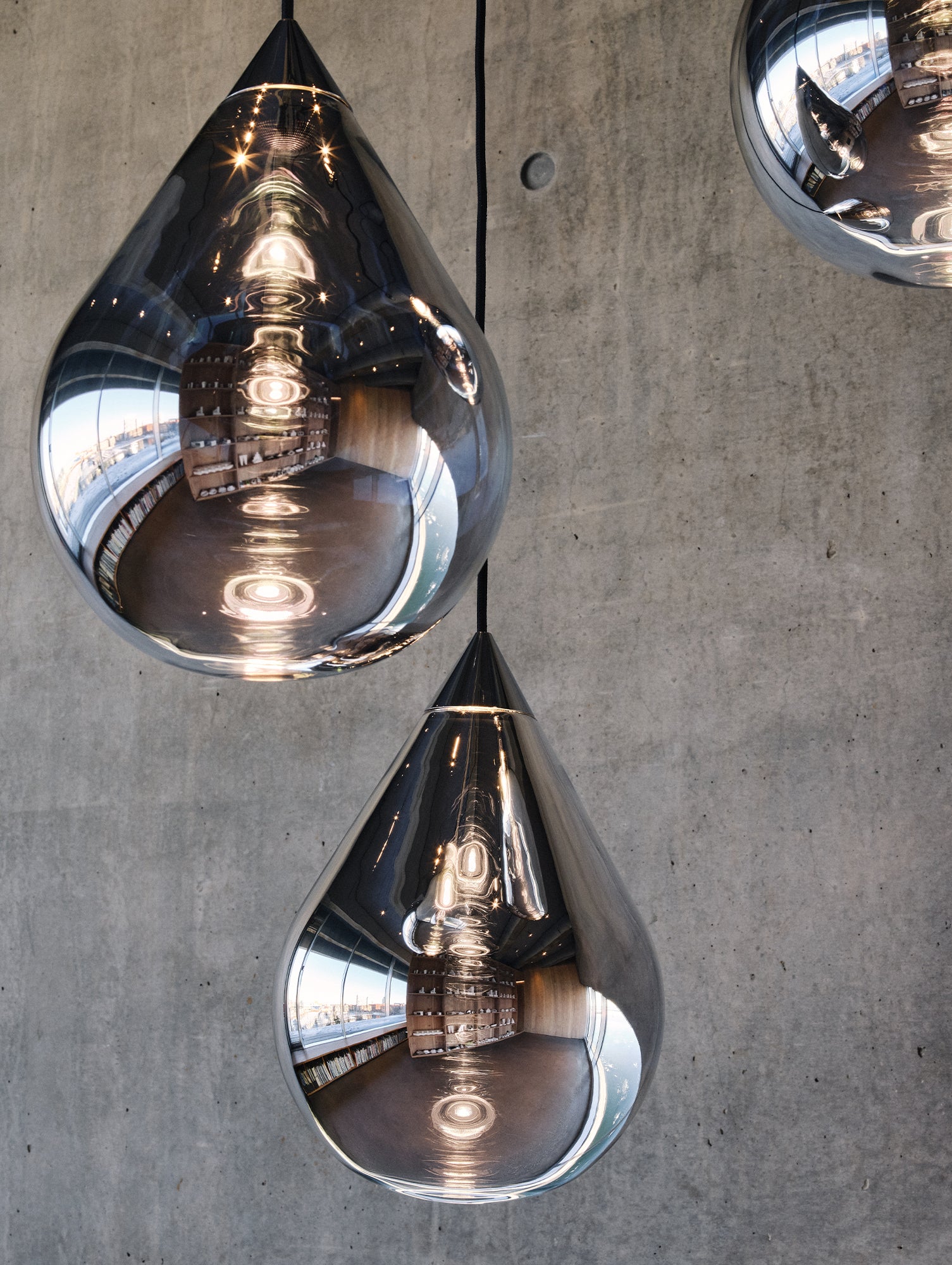 Flare Bead Silver LED Pendant Light by Tom Dixon