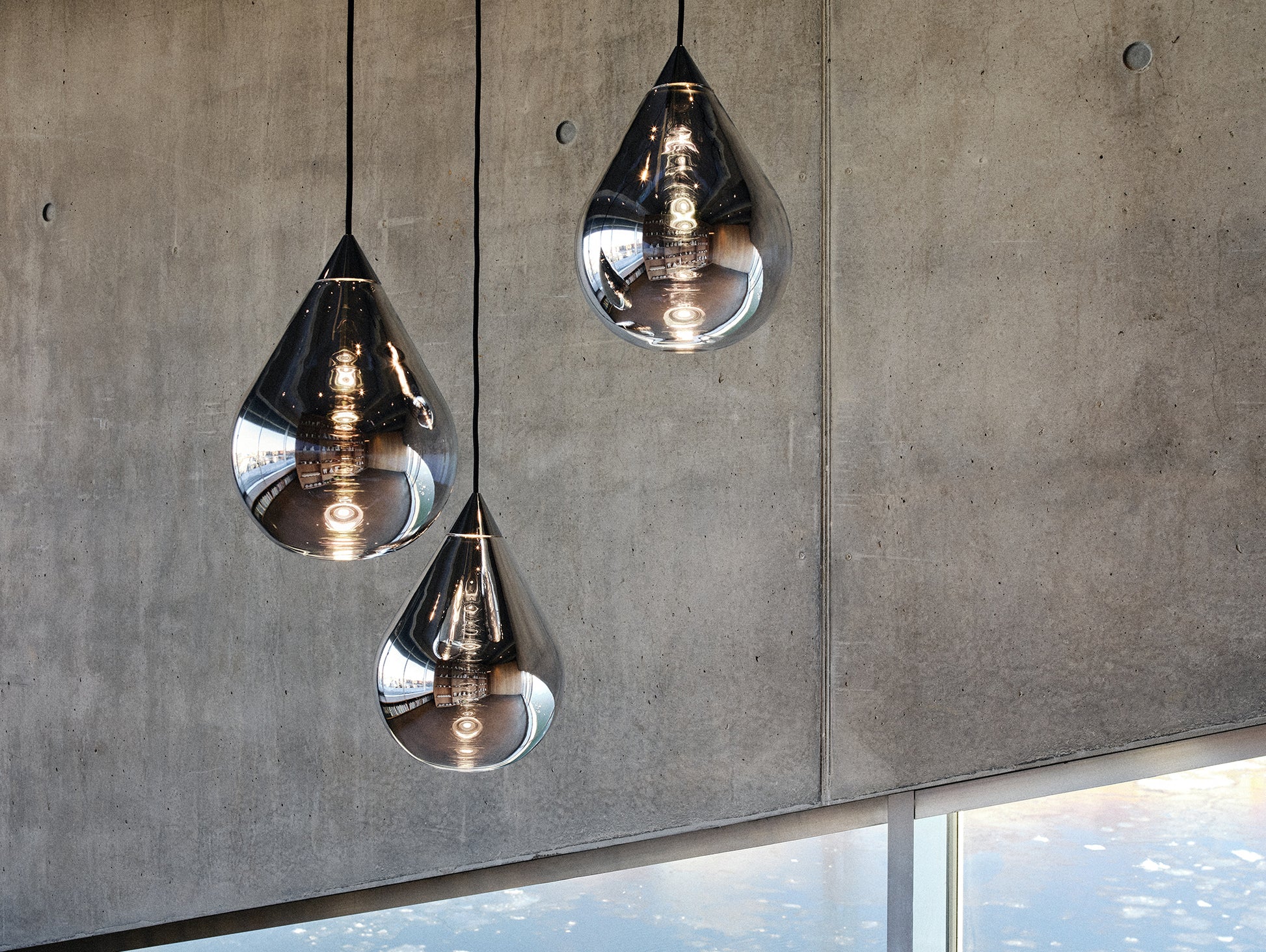 Flare Bead Silver LED Pendant Light by Tom Dixon