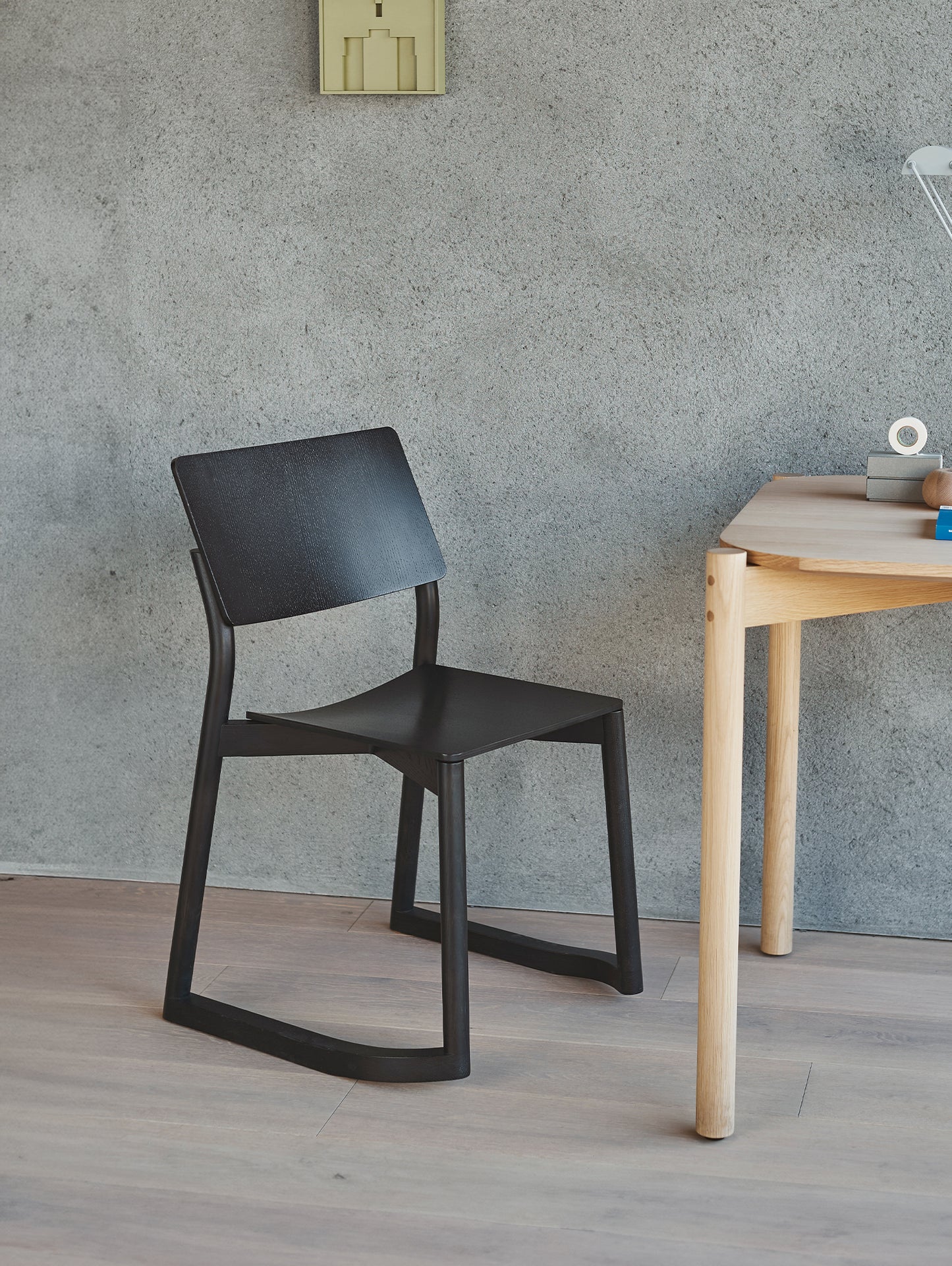 Panorama Chair with Runners by Karimoku New Standard - Matte Black Lacquered Oak
