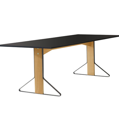 Kaari Table Rectangular by Artek - 240 x 90 cm (REB 002) / Linoleum Black Tabletop / Natural Oak Base