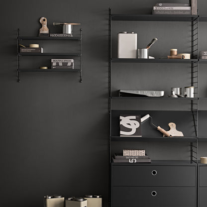 String System Chest with 2 Drawers by String - Wide / Dark Grey