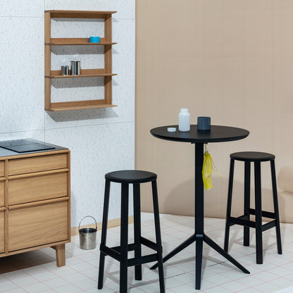 Scout Bistro Bar Table by Karimoku New Standard - Grain Matte Black Lacquered Oak