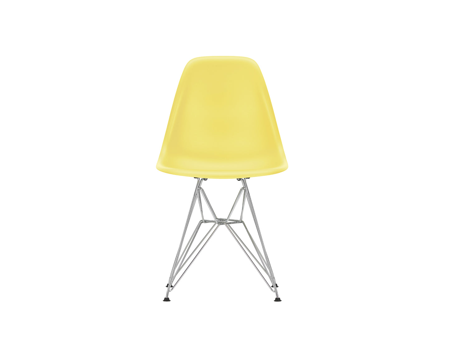 Eames DSR Plastic Side Chair (New Height) in Citron RE with Chrome Base by Vitra