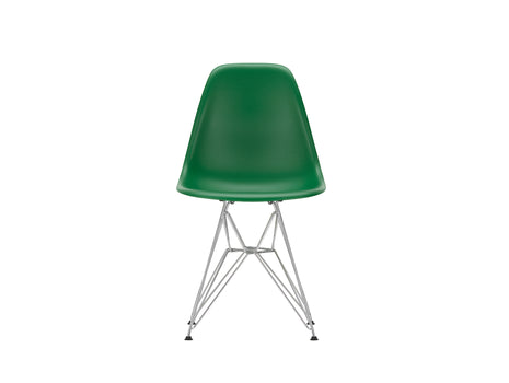 Eames DSR Plastic Side Chair (New Height) in Emerald RE with Chrome Base by Vitra