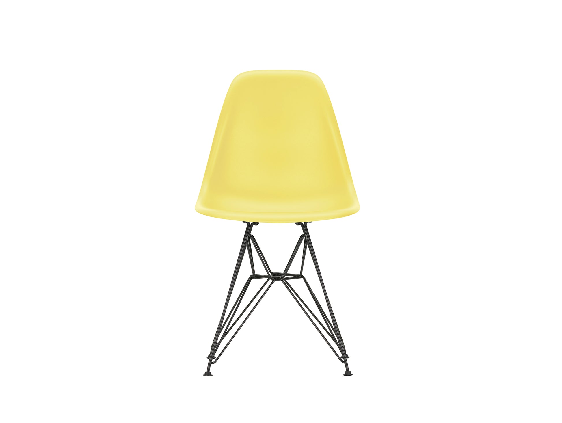 Eames DSR Plastic Side Chair (New Height) in Citron RE with Basic Dark Base by Vitra