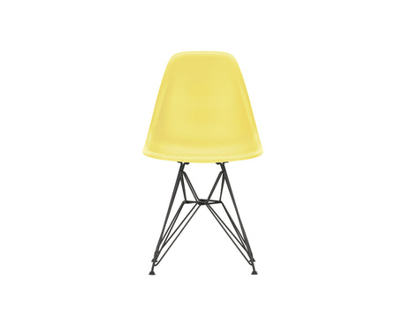 Eames DSR Plastic Side Chair (New Height) in Citron RE with Basic Dark Base by Vitra