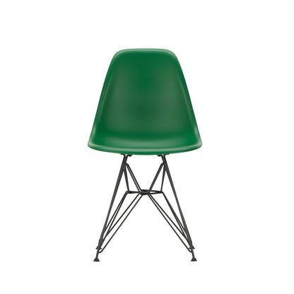 Eames DSR Plastic Side Chair (New Height) in Emerald RE with Basic Dark Base by Vitra