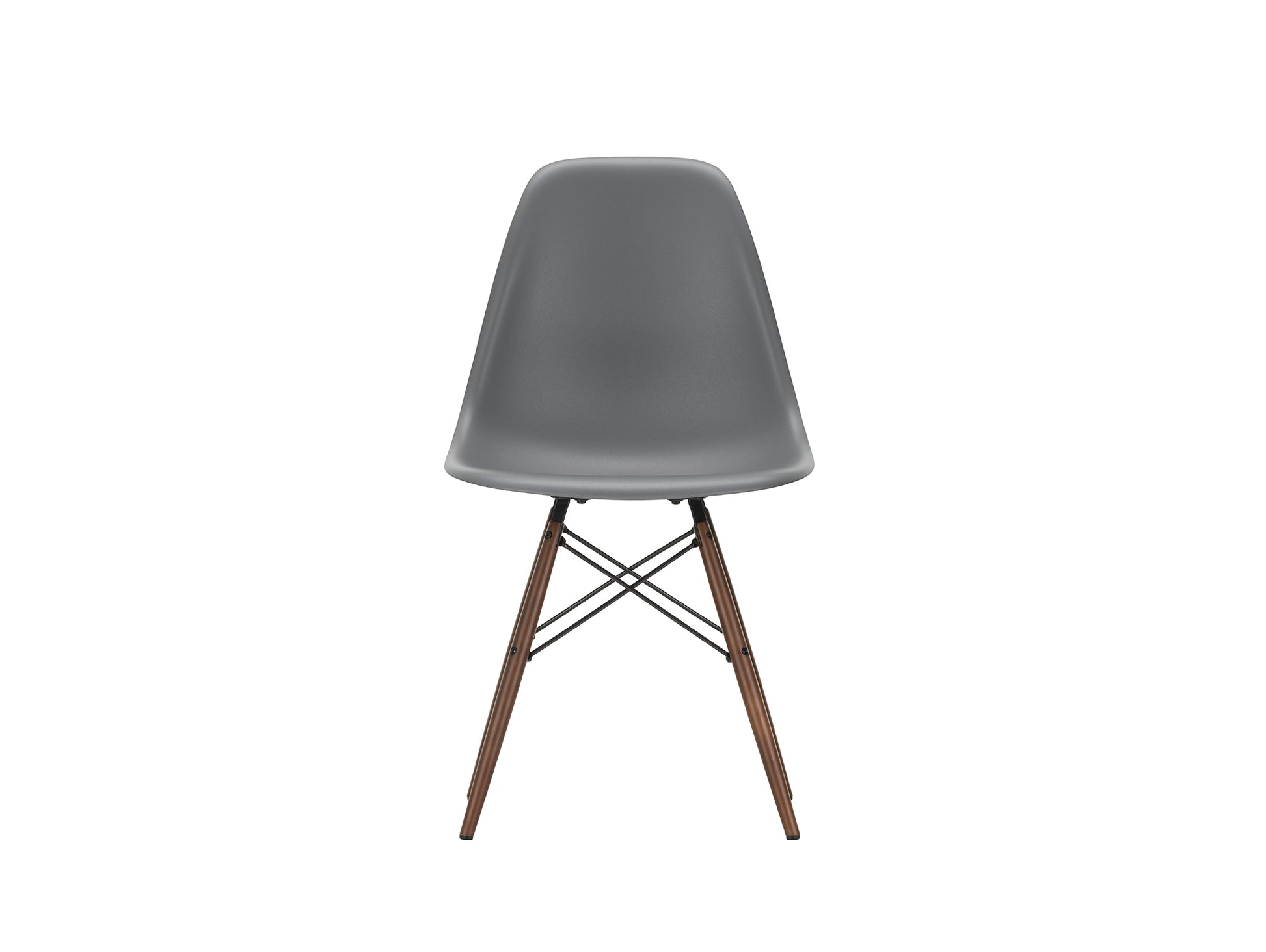 Vitra Eames DSW Plastic Side Chair - 56 Granite Grey / Dark Maple Base