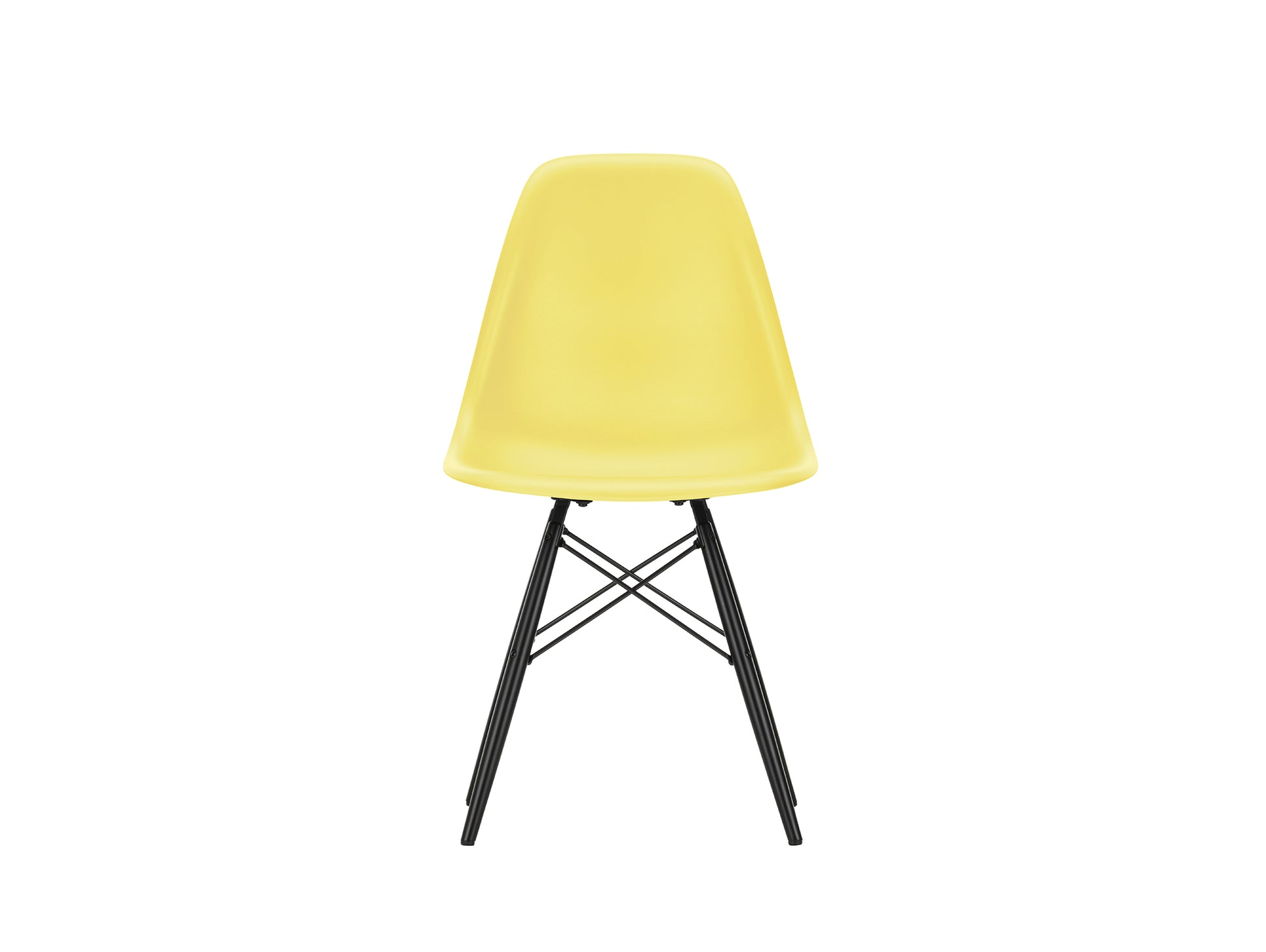 Vitra Eames DSW Plastic Side Chair - 92 Citron / Black Maple