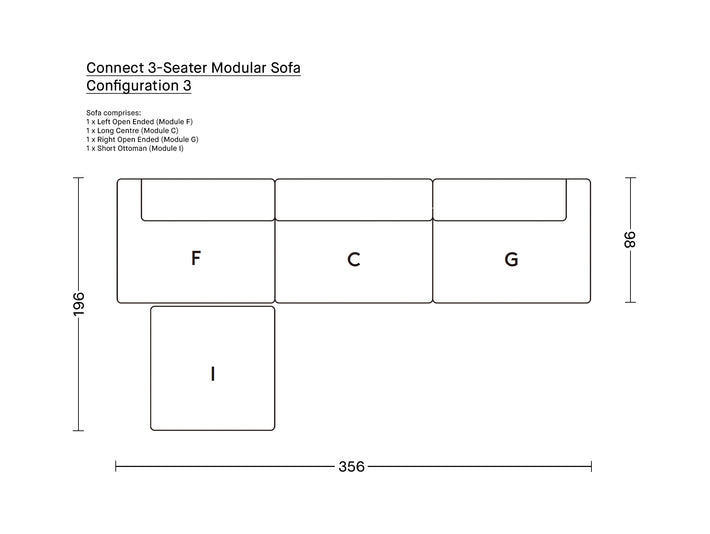 Connect 3-Seater Modular Sofa by Muuto - Configuration 3