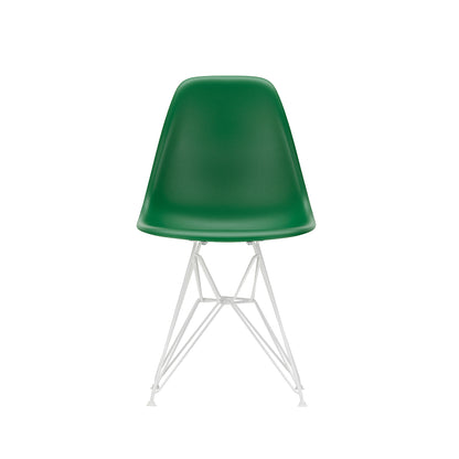 Eames DSR Plastic Side Chair (New Height) in Emerald RE with White Base by Vitra