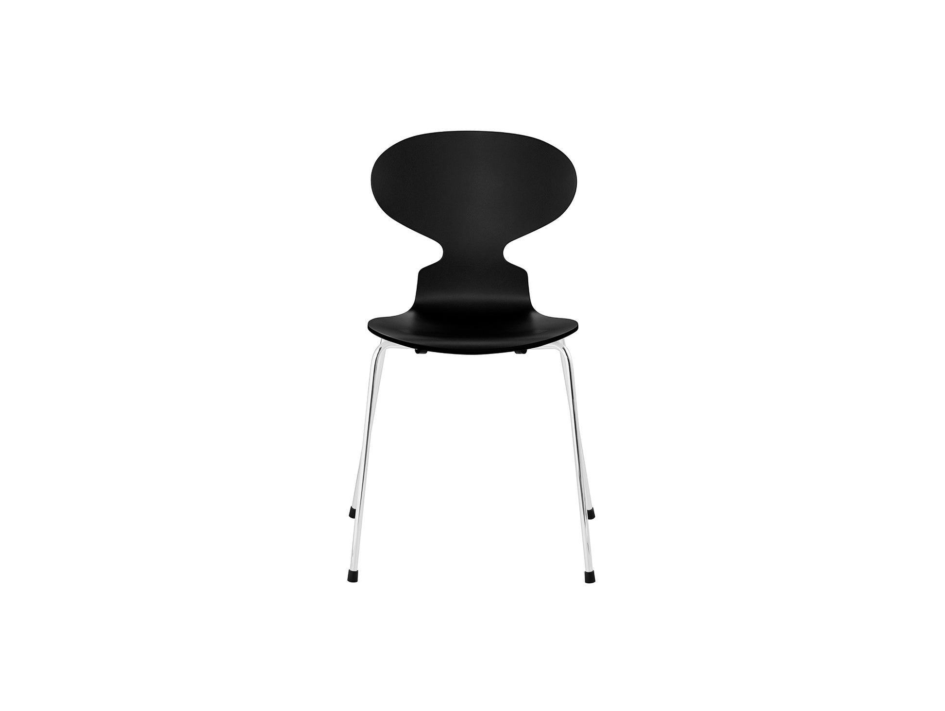 Ant Chair 4 Legs by Fritz Hansen - Lacquered Veneer Shell / Chromed Steel Base / Lacquered Black
