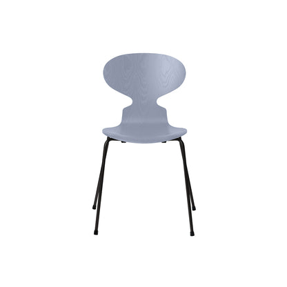 Ant Chair 4 Legs by Fritz Hansen - Coloured Ash Veneer Shell / Black Steel Base / Coloured Lavender Blue