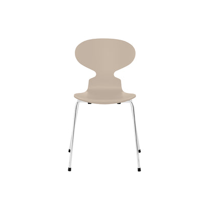 Ant Chair 4 Legs by Fritz Hansen - Lacquered Veneer Shell / Chromed Steel Base / Lacquered Light Beige