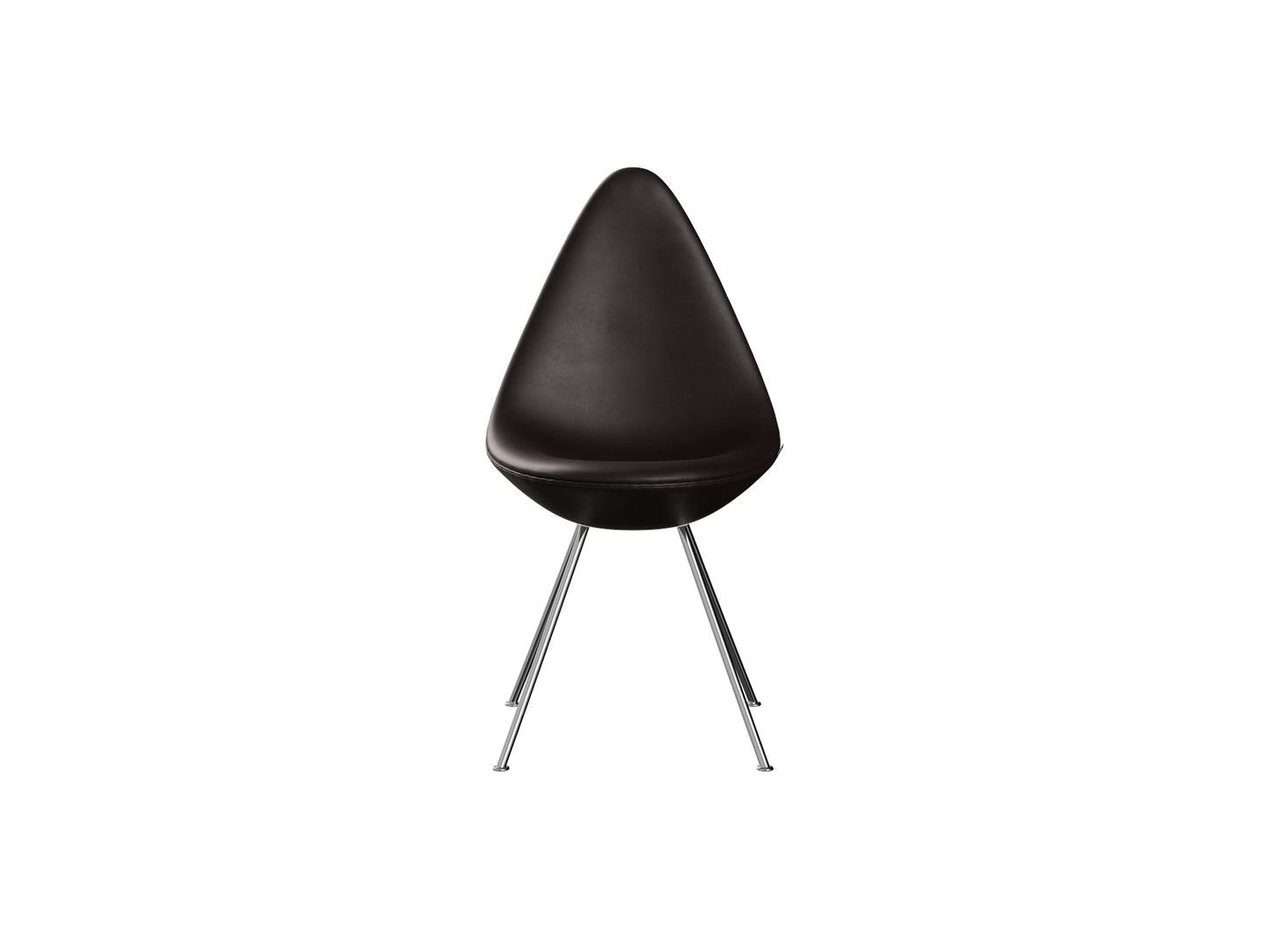 Drop Dining Chair 3110 by Fritz Hansen -  Chromed Steel / Black Essential Leather