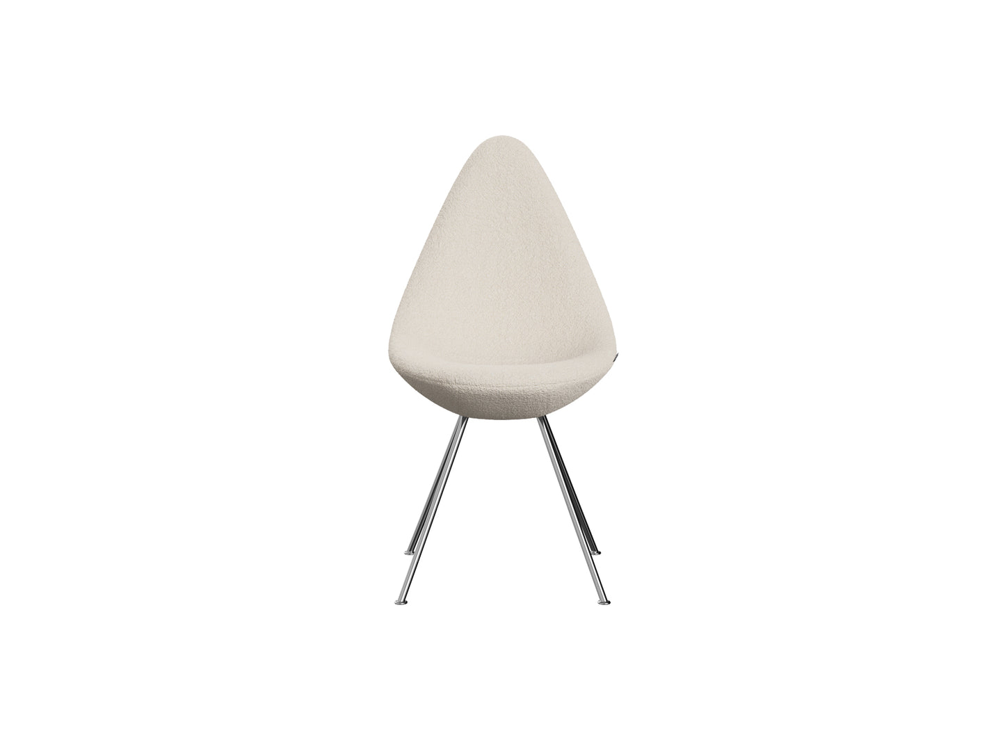 Drop Dining Chair 3110 by Fritz Hansen -  Chromed Steel / Karakorum Ivory 001