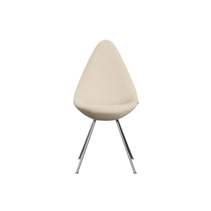 Drop Dining Chair 3110 by Fritz Hansen -  Chromed Steel / Mammuth Off White 001