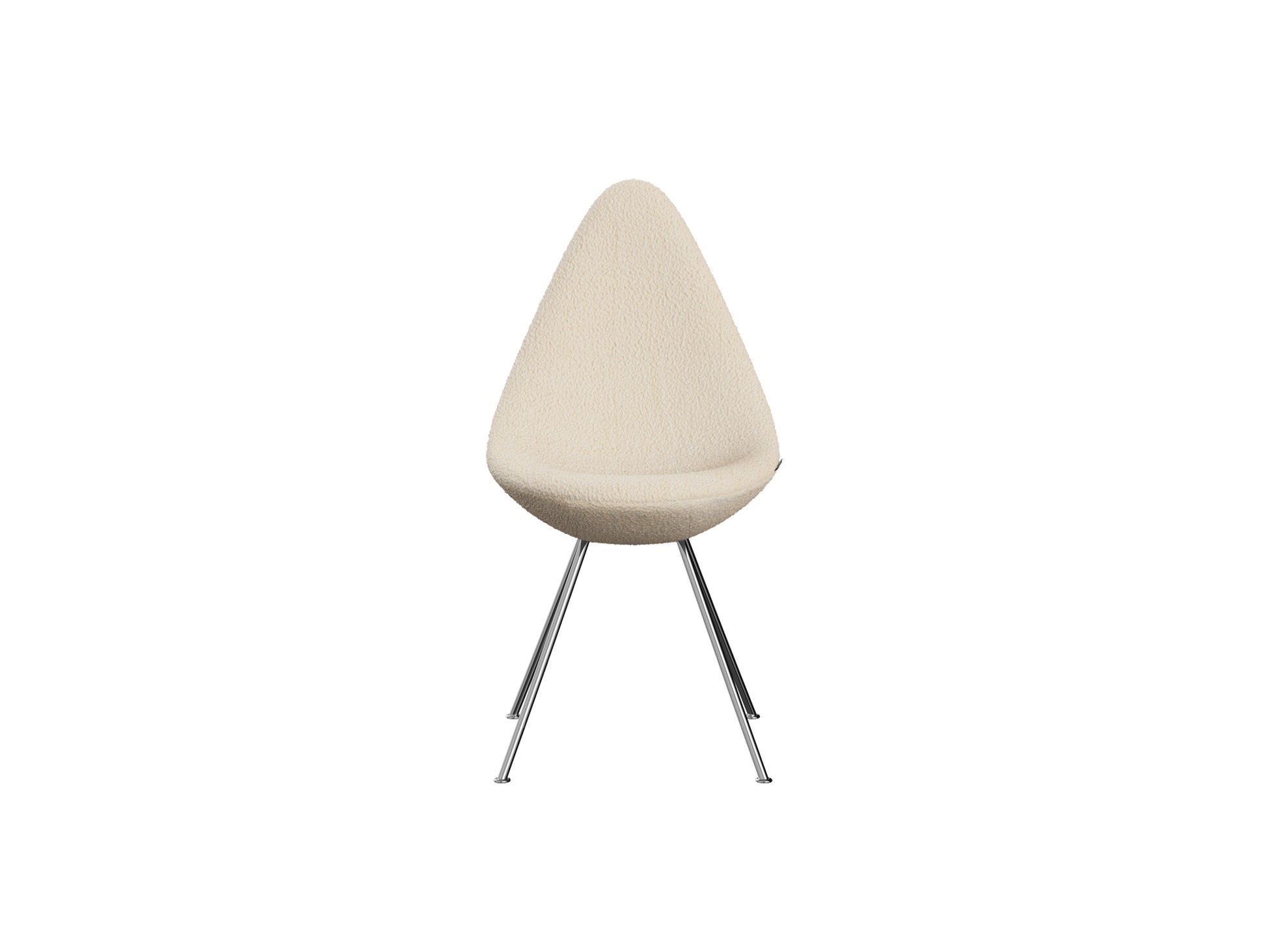 Drop Dining Chair 3110 by Fritz Hansen -  Chromed Steel / Mammuth Off White 001