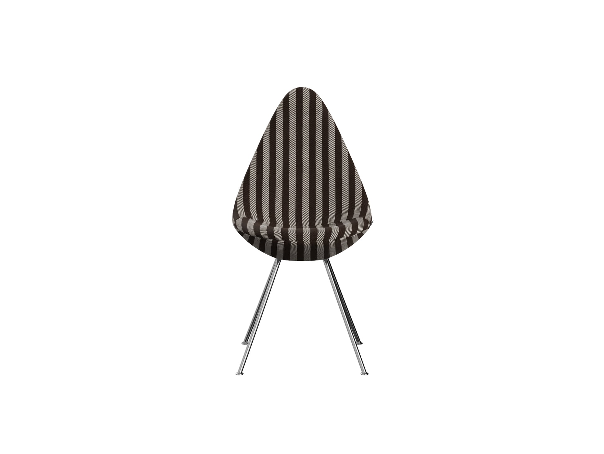 Drop Dining Chair 3110 by Fritz Hansen -  Chromed Steel / Voulez-Vous Brown & Beige