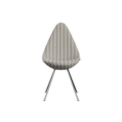 Drop Dining Chair 3110 by Fritz Hansen -  Chromed Steel / Voulez-Vous Light Grey & Off White