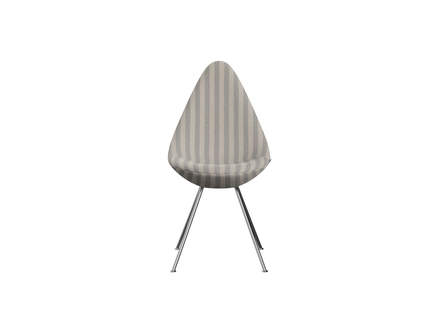Drop Dining Chair 3110 by Fritz Hansen -  Chromed Steel / Voulez-Vous Light Grey & Off White