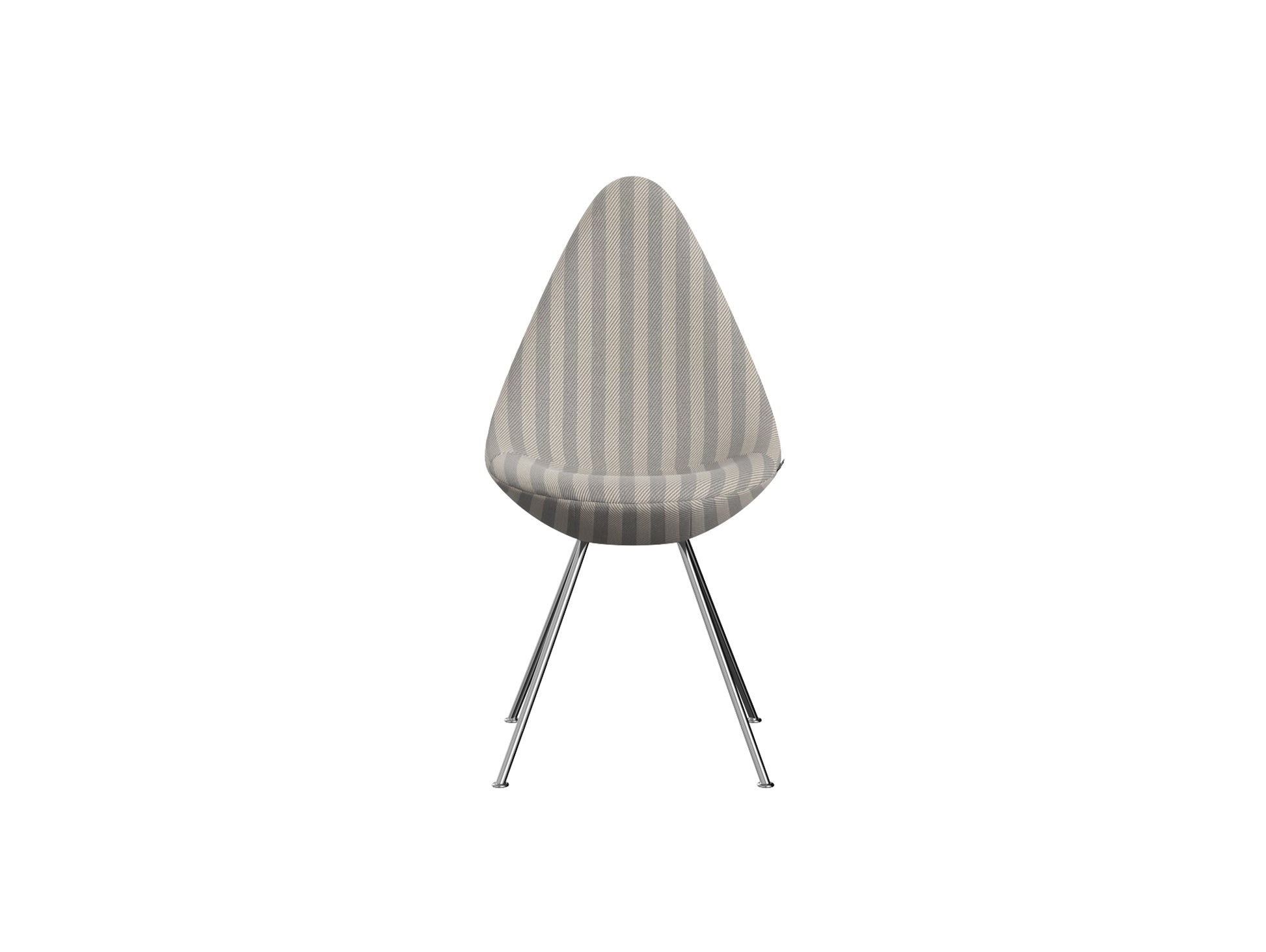 Drop Dining Chair 3110 by Fritz Hansen -  Chromed Steel / Voulez-Vous Light Grey & Off White