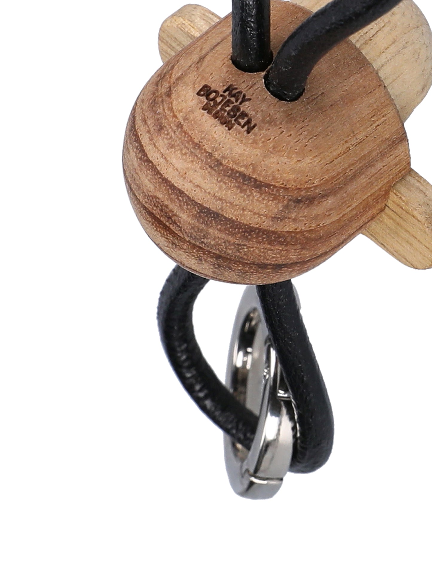 Monkey Silver Metal Keychain with Black Leather by Kay Bojesen