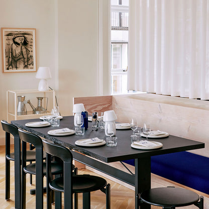 Passerelle Table by HAY - Black Linoleum Tabletop / In Black Oak Frame / Ink Black Crossbar