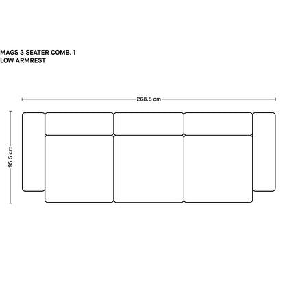 Mags 3人掛けソファ(肘掛け低め)