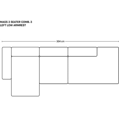 Mags 3人掛けソファ(肘掛け低め)