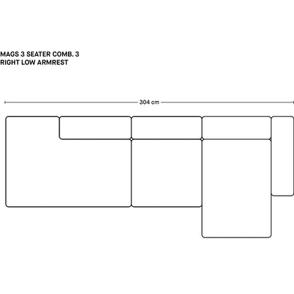Mags 3人掛けソファ(肘掛け低め)