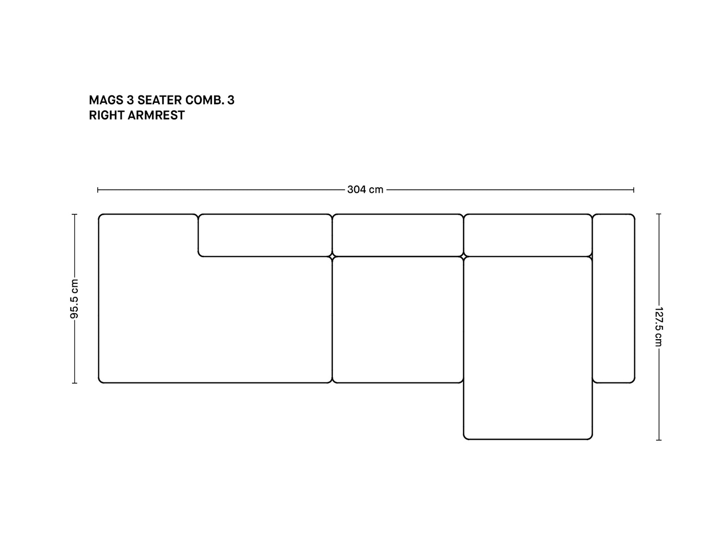 マグス 3人掛けソファ