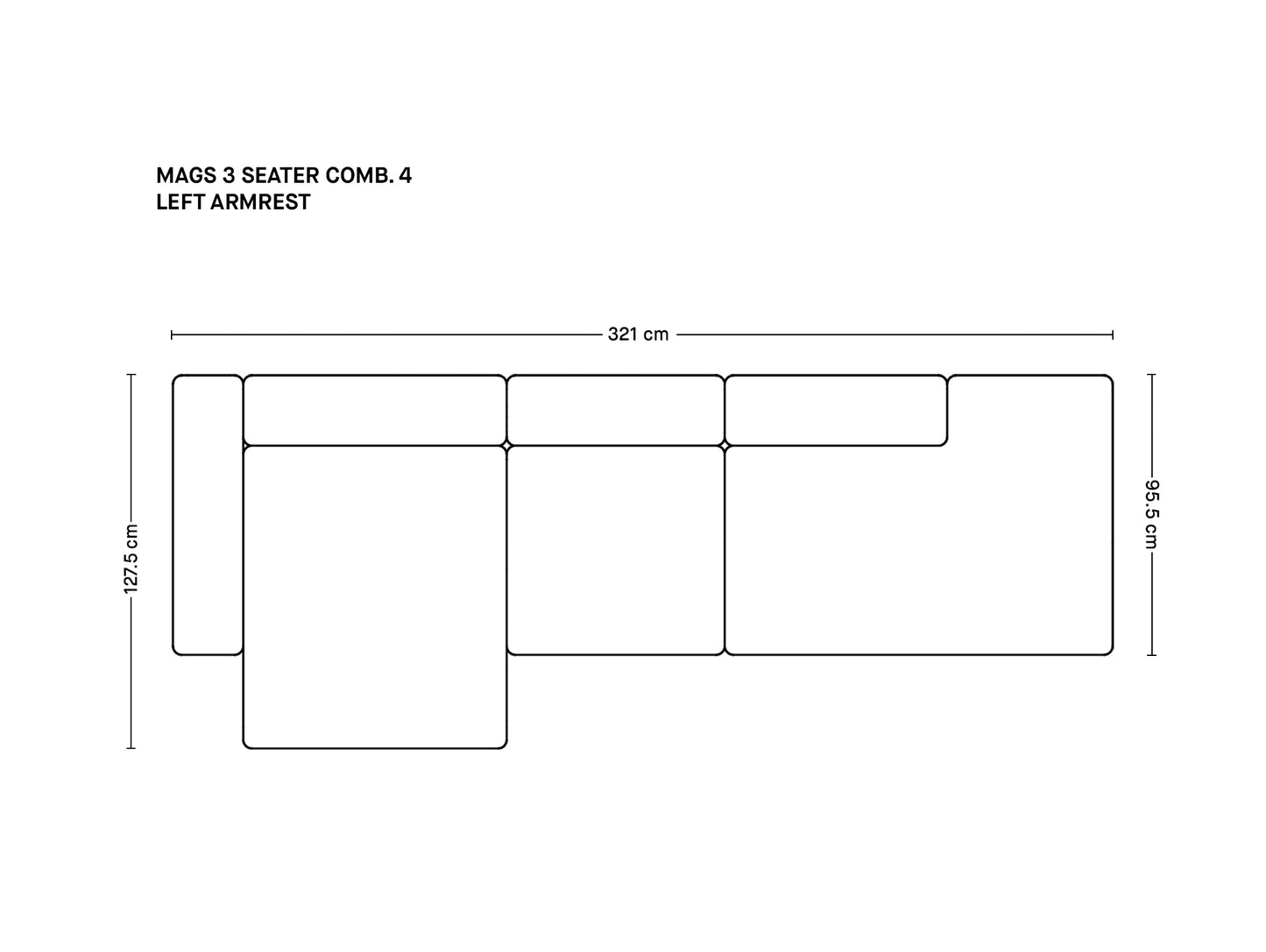 マグス 3人掛けソファ