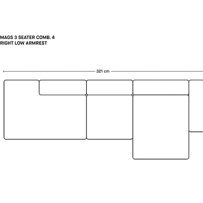 Mags 3人掛けソファ(肘掛け低め)
