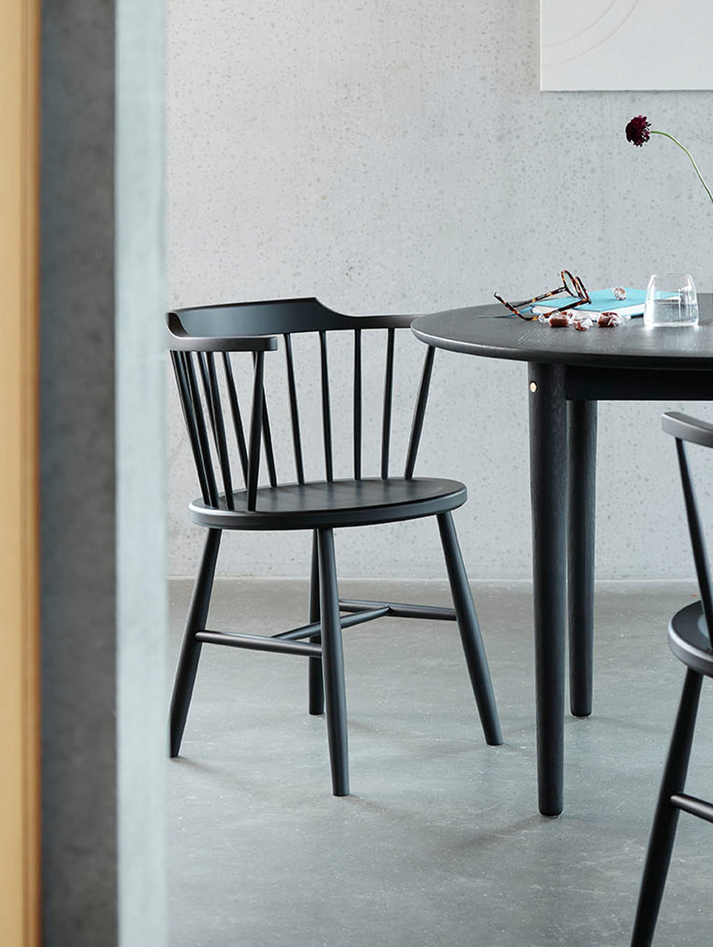 J18 Chair by FDB Mobler - Traffic Black Painted Beech