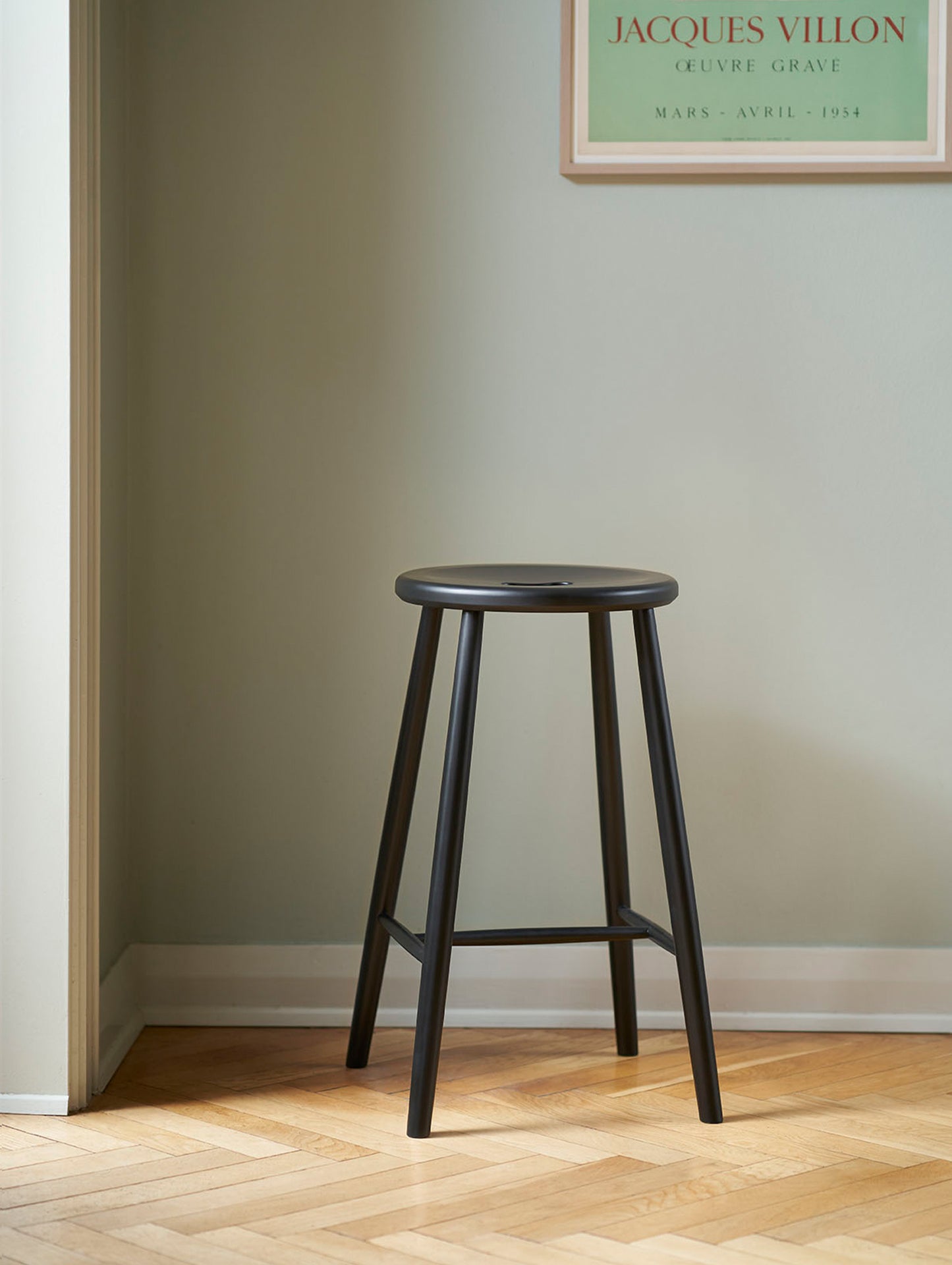 J27C Stool by FDB Mobler - Black Painted Beech