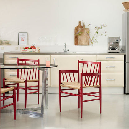 J81 Chair by FDB Mobler - Ruby Red Painted Beech