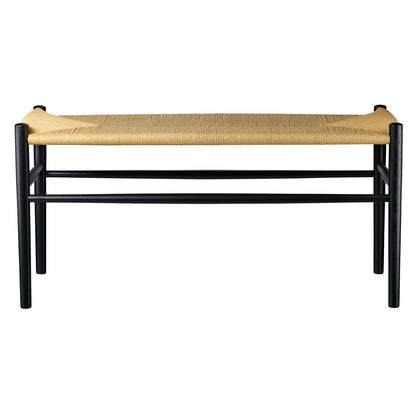 J163 Bench by FDB Mobler - Base: Black Painted Beech / Seat: Nature Paper Cord