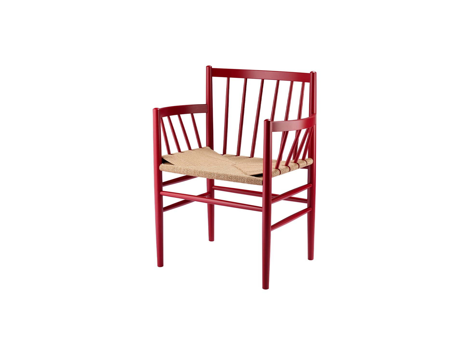 J81 Chair by FDB Mobler - Ruby Red Painted Beech