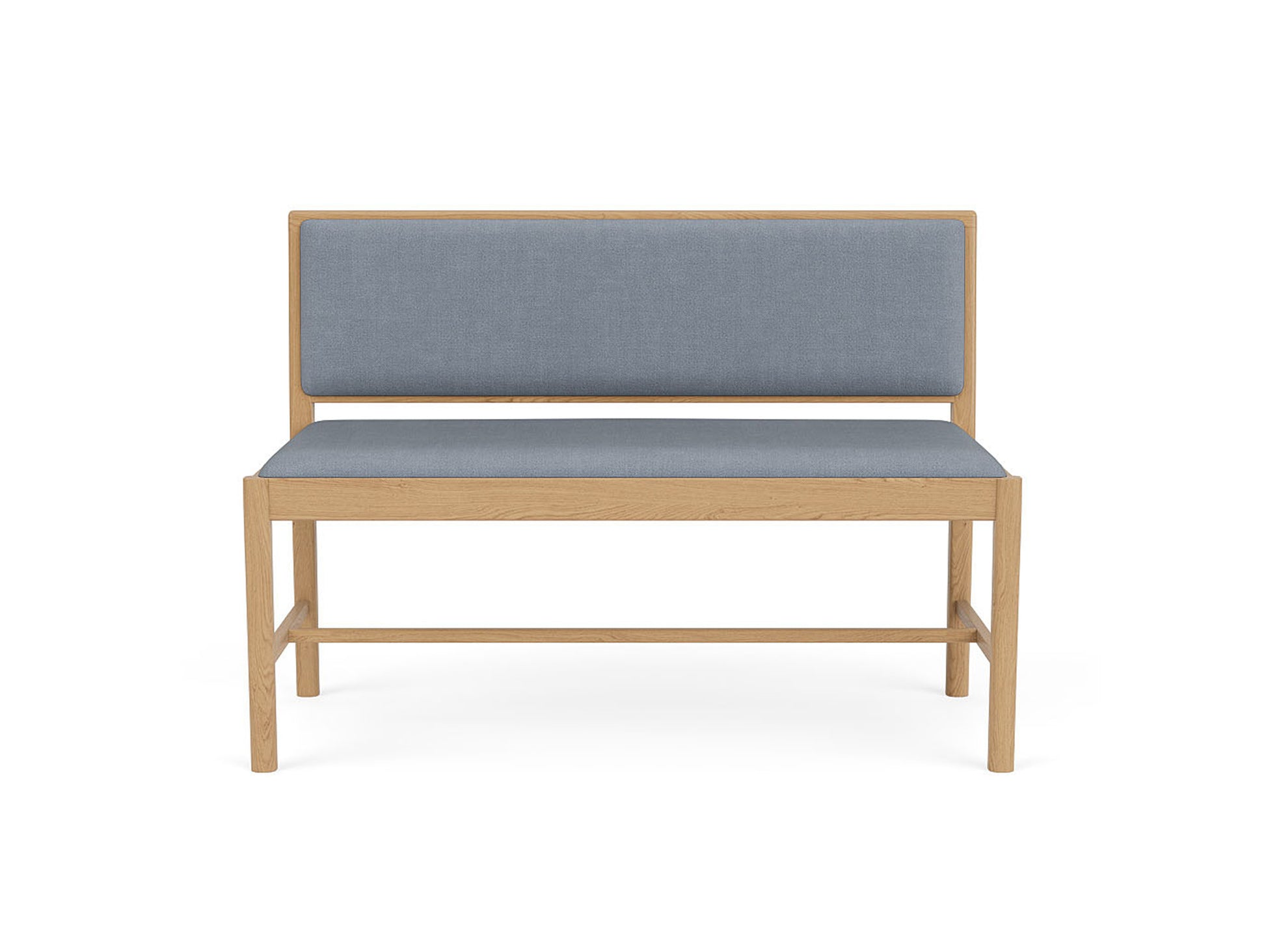 J176 Sonderborg Bench by FDB Mobler - Lacquered Oak / Ploegwool Blue 04