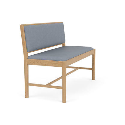 J176 Sonderborg Bench by FDB Mobler - Lacquered Oak / Ploegwool Blue 04