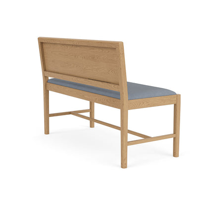 J176 Sonderborg Bench by FDB Mobler - Lacquered Oak / Ploegwool Blue 04