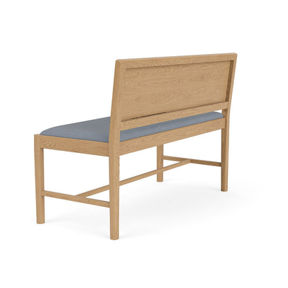 J176 Sonderborg Bench by FDB Mobler - Lacquered Oak / Ploegwool Blue 04