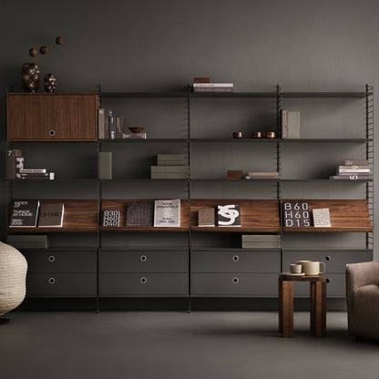 String System Chest with 2 Drawers by String - Wide / Dark Grey