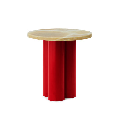 Dit Side Table by Normann Copenhagen - Bright Red Base / Honey Onyx