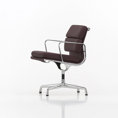 Soft Pad Conference Chair EA 208 by Vitra - Polished Aluminium / Seat: Plum Premium F Leather / Back: Plano Brown (L50)