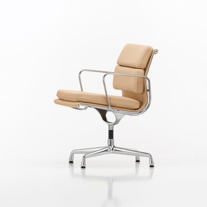 Soft Pad Conference Chair EA 208 by Vitra - Polished Aluminium / Seat: Cashew Premium F Leather / Back: Plano Coffee (L50)