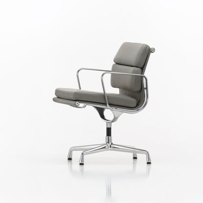 Soft Pad Conference Chair EA 208 by Vitra - Polished Aluminium / Seat: Granite Premium F Leather / Back: Plano Sierra Grey (L50)