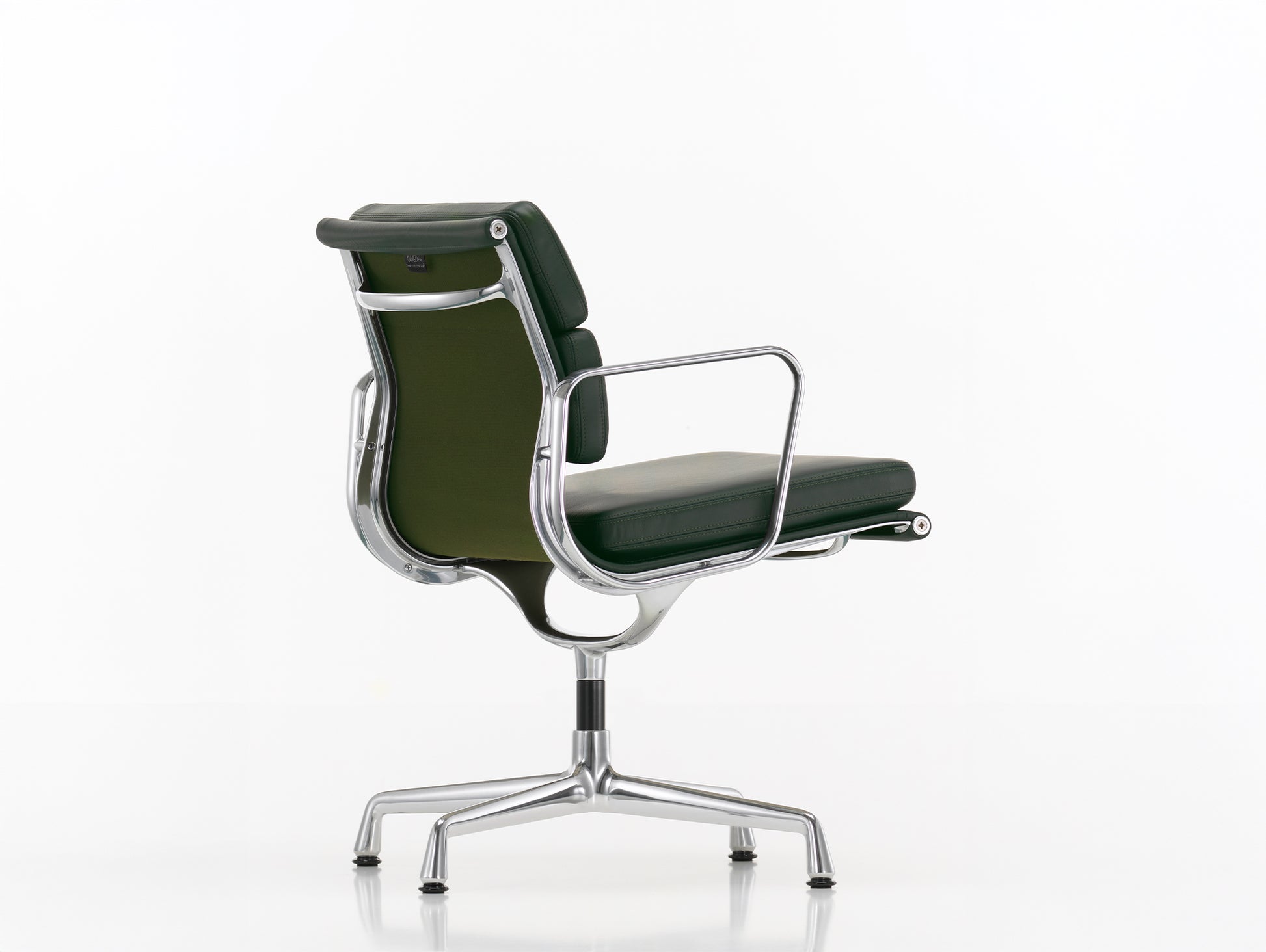 Soft Pad Conference Chair EA 208 by Vitra - Polished Aluminium / Seat: Jade Premium F Leather / Back: Plano Coconut Forest (L50)