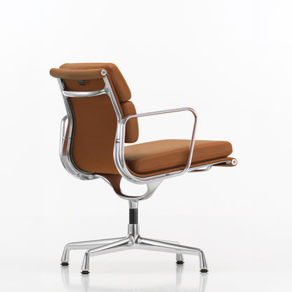 Soft Pad Conference Chair EA 208 by Vitra - Polished Aluminium / Seat: Cognac Premium F Leather / Back: Plano Cognac (L50)